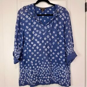 Tommy Bahama Linen Blue and White Batik Hoodie